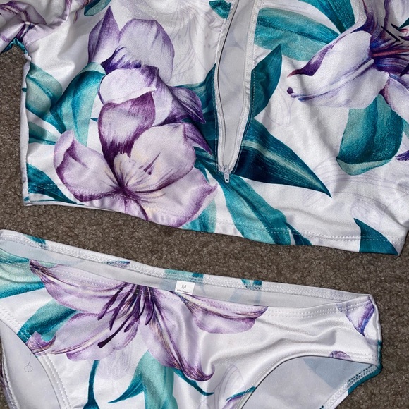 High waist thong bikini set 3 pc swimsuit (Size M) - Picture 4 of 5